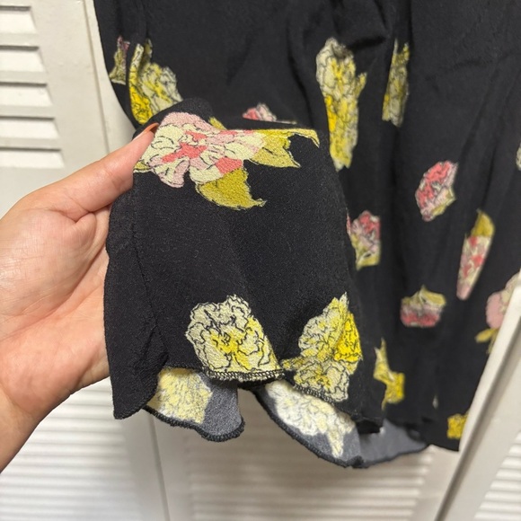 Free People Kendall Black Y2K Maxi Skirt with Yellow and Pink Floral Size XS - Picture 3 of 7